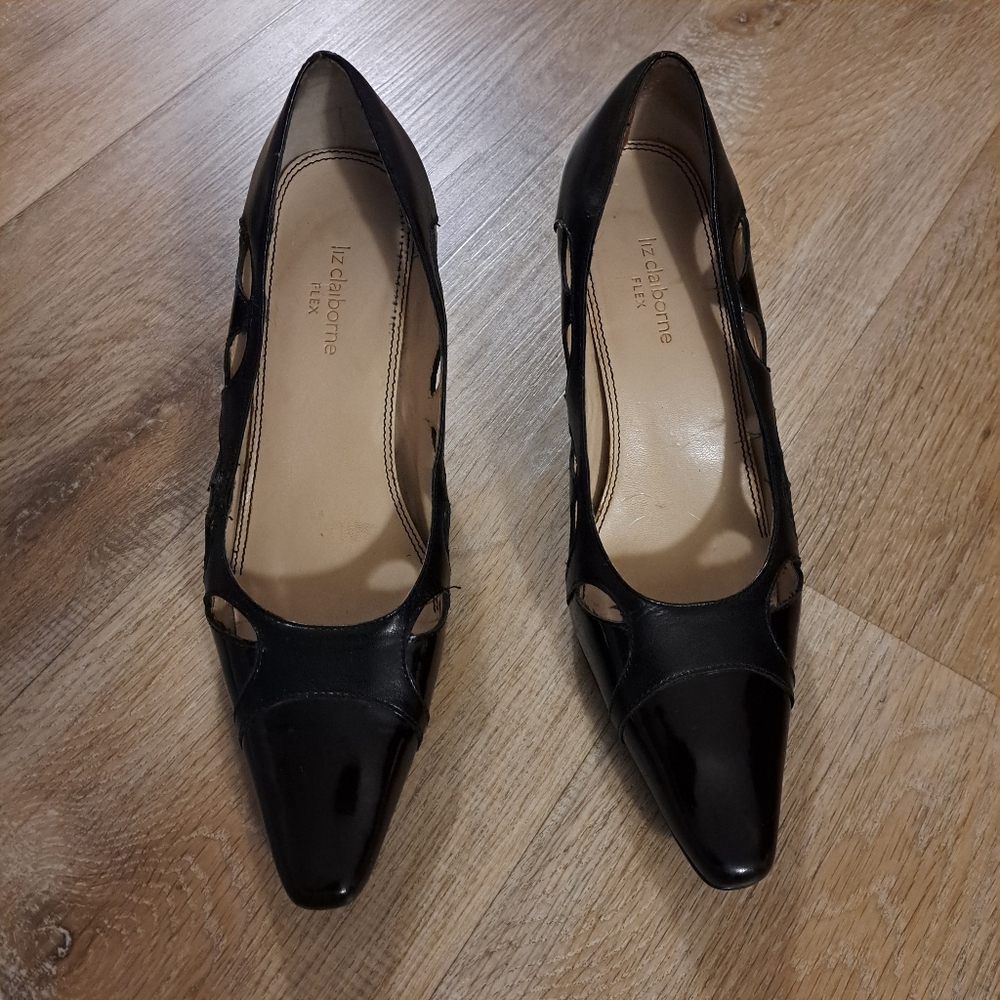Liz Claiborne Flex Vintage Black Leather Shoes Women's Size 9 M